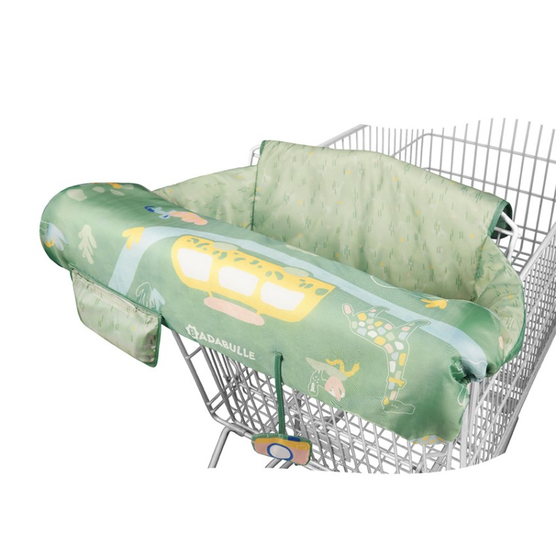 Protège chariot de supermarché en tissu Safari vert