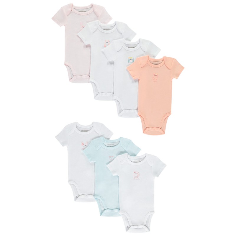 Lot de 7 bodies manches courtes Semaine pour bébé fille