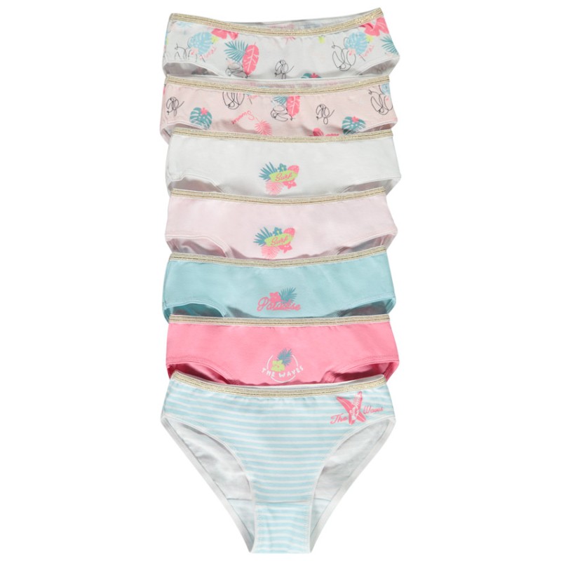 Lot de 7 culottes en jersey imprimé fantaisie fille