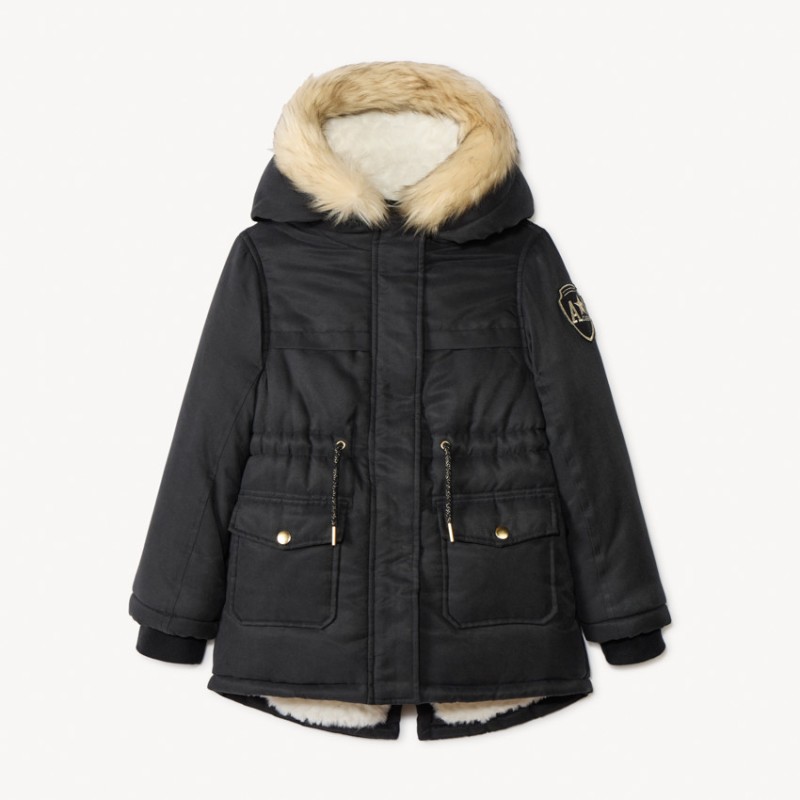 Parka déperlante à capuche effet fourrure fille
