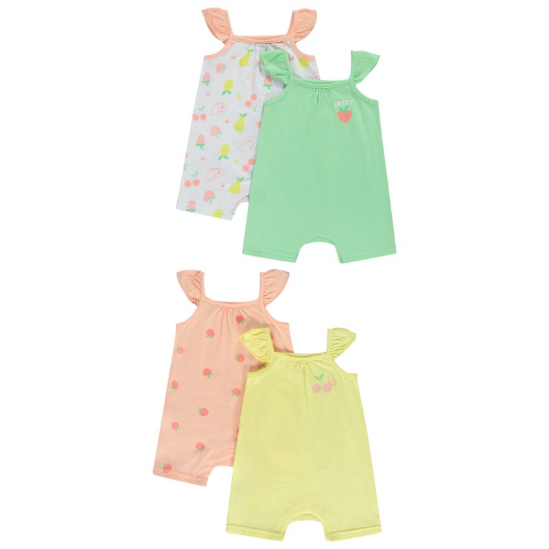 Lot de 4 combishorts fantaisie pour bébé fille