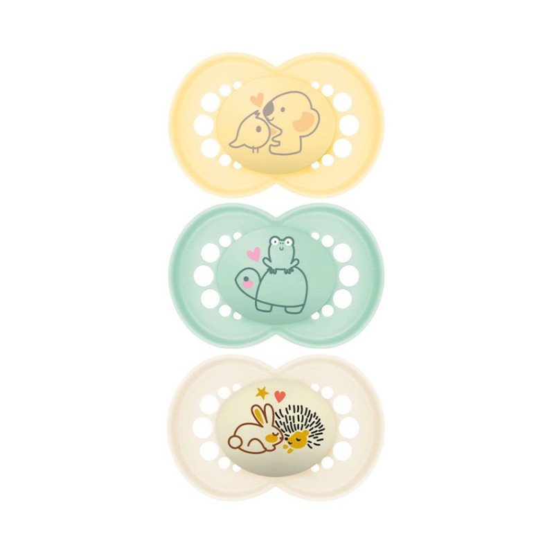 Lot de 3 sucettes silicone Original & Nuit 18M+ beige (modèl