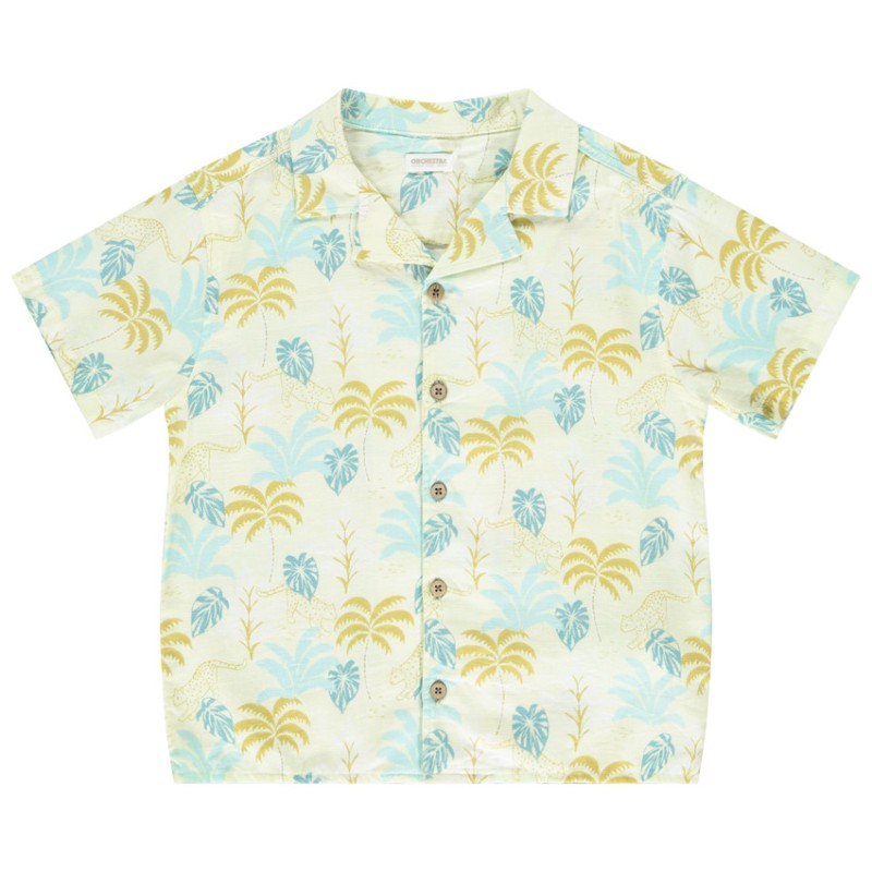 Chemise manches courtes imprimé palmiers garçon