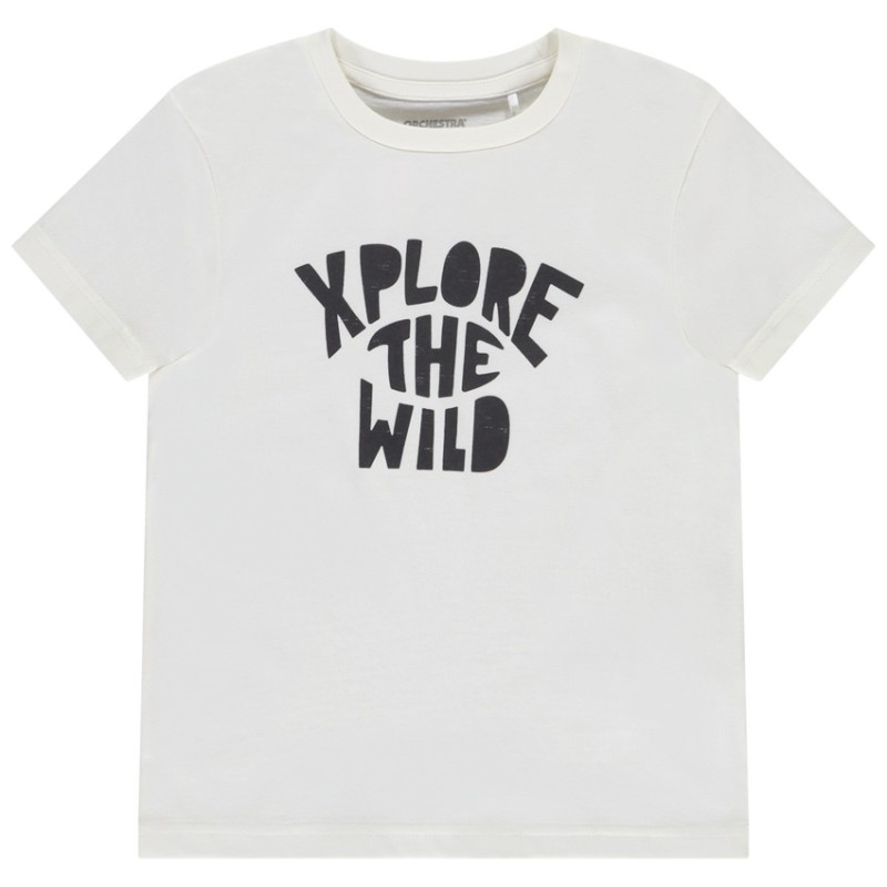 T-shirt manches courtes uni avec print fantaisie garçon