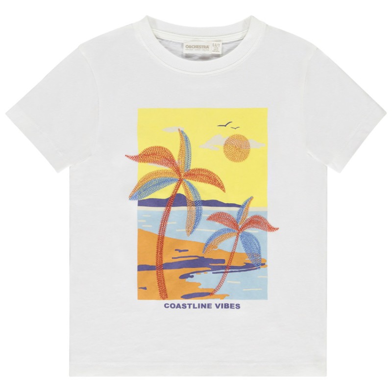 T-shirt manches courtes à palmiers brodés garçon