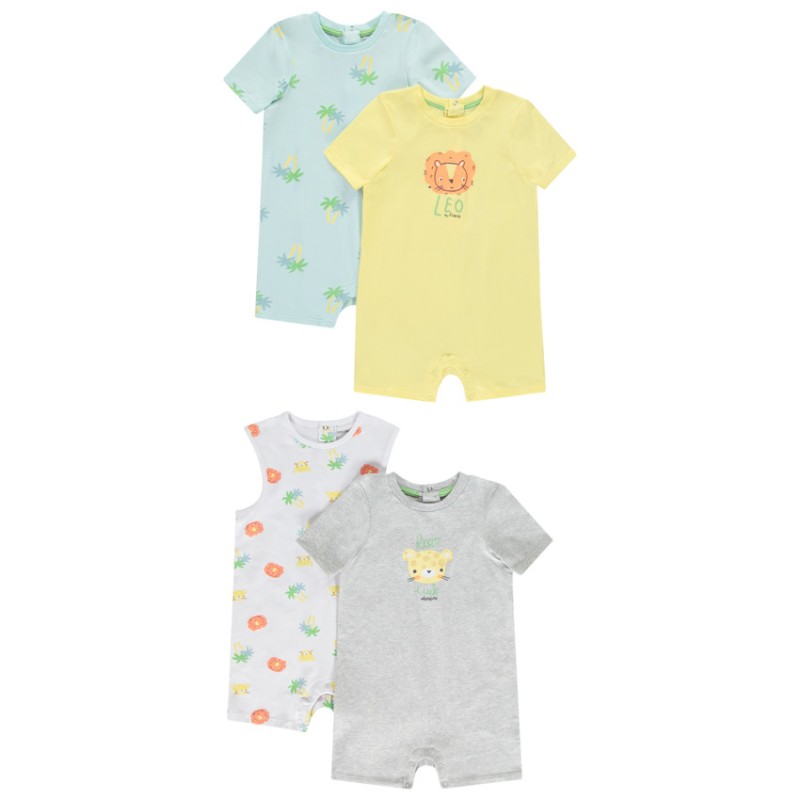 Lot de 4 combishorts fantaisie pour bébé garçon
