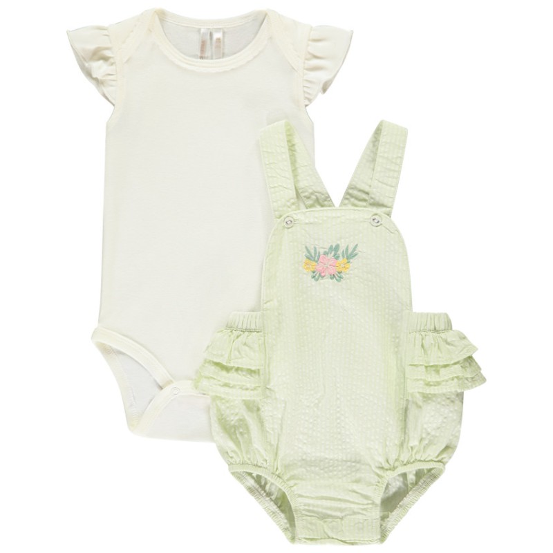 Ensemble 2 pièces avec barboteuse rayée pour bébé fille