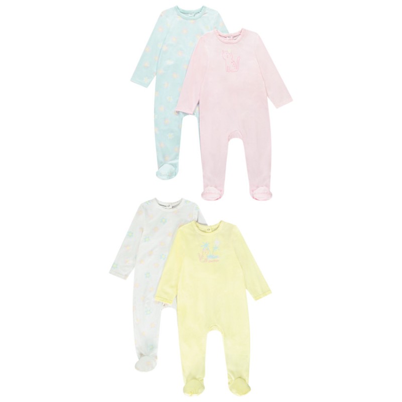 Lot de 4 dors-bien fantaisie en jersey pour bébé fille