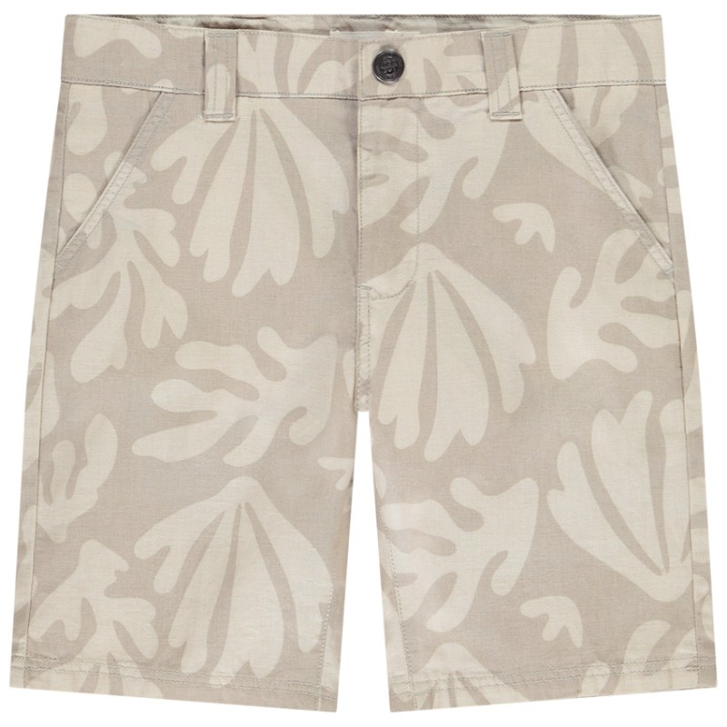 Bermuda fantaisie en toile imprimée feuillages garçon