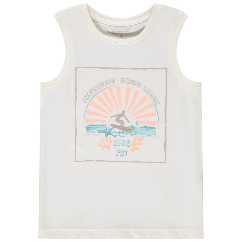 Débardeur avec print et broderie surfer garçon