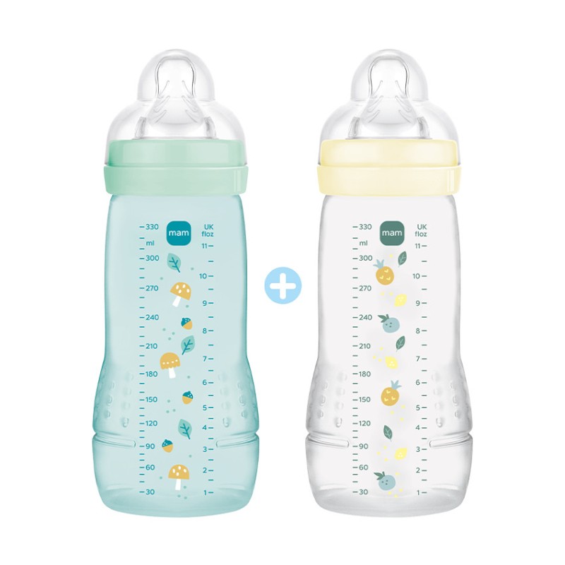 Lot de 2 biberons Easy Active débit rapide 330ml ice/pearl