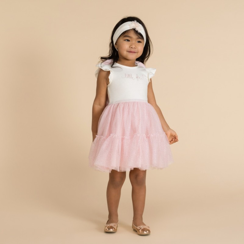 Robe bi-matière effet 2 en 1 avec ailes de papillon pour béb