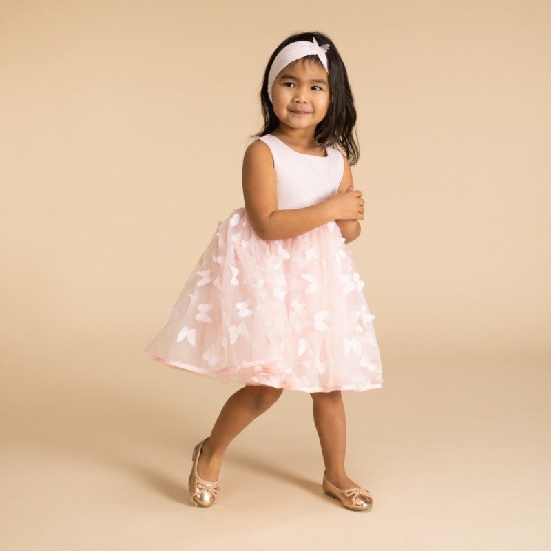 Robe sans manches bébé fille papillons en relief