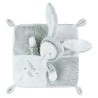 Doudou plat lapin en sherpa avec inscriptions brodées
