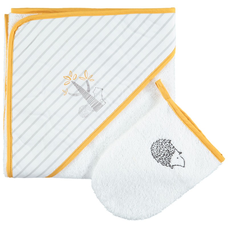 Cape de bain et gant de toilette Nos petits amis