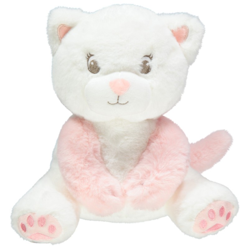 Chat en peluche à détails brodés