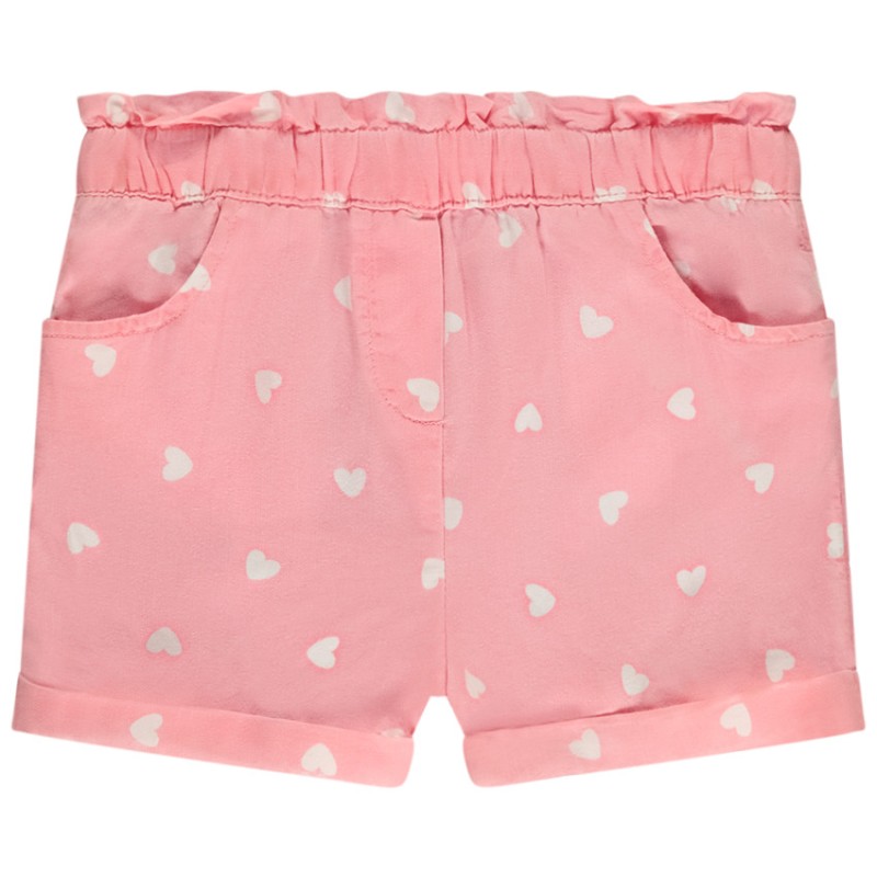 Short en toile imprimé cœurs pour bébé fille