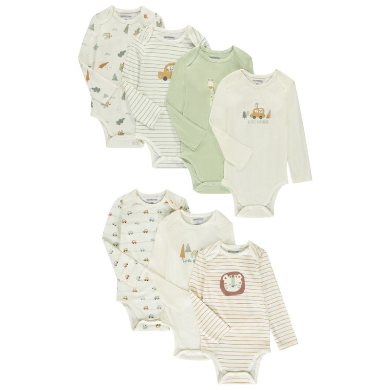 Lot de 7 bodies manches longues pour bébé garçon avec ouvert
