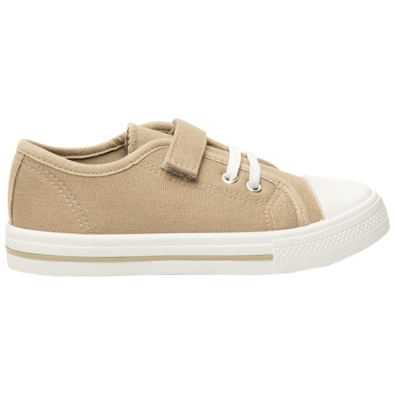 Baskets basses en toile avec lacets élastiques et velcro pou