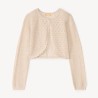 Gilet boléro en tricot ajouré fille