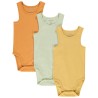 Lot de 3 bodies sans manches unis pour bébé garçon