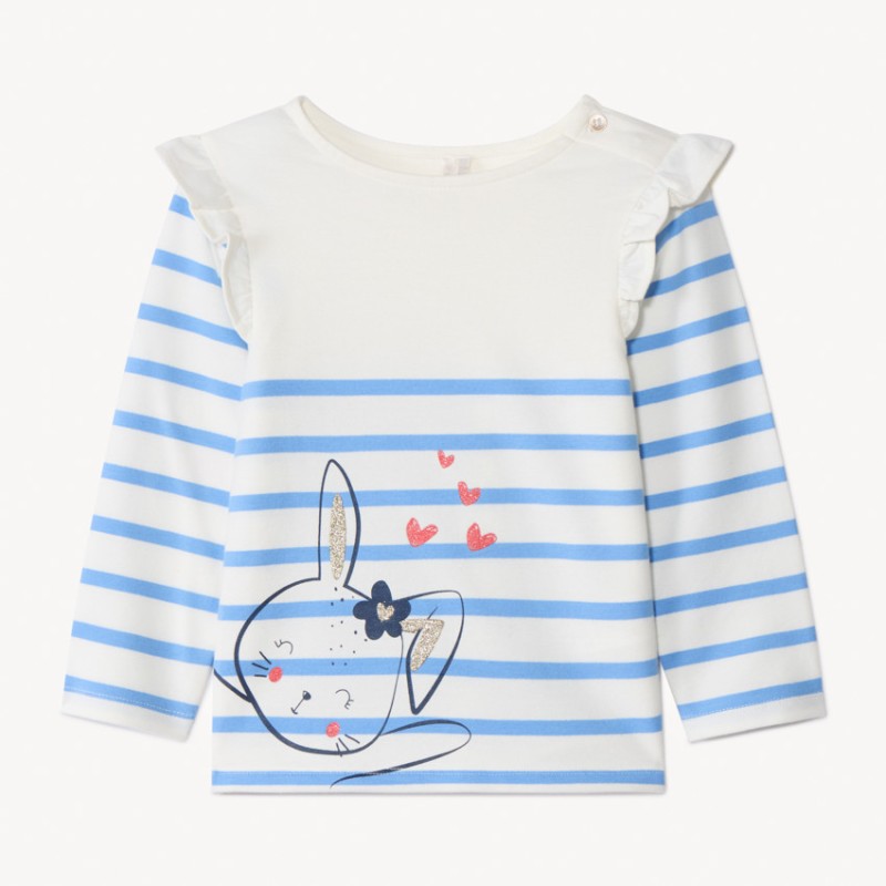 T-shirt manches longues marinière pour bébé fille