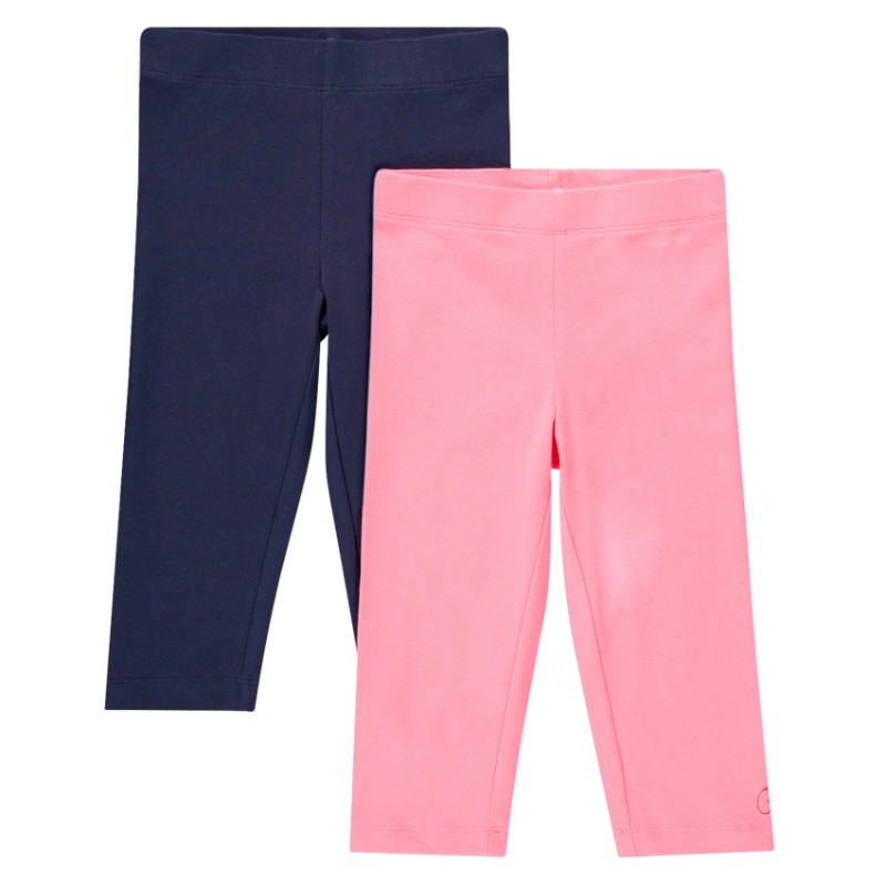 Lot de 2 leggings courts unis print logo fille