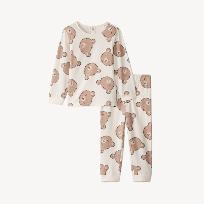 Pyjama 2 pièces imprimé oursons pour bébé avec finitions dif