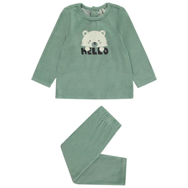 Ensemble 2 pièces en velours et print fantaisie pour bébé ga