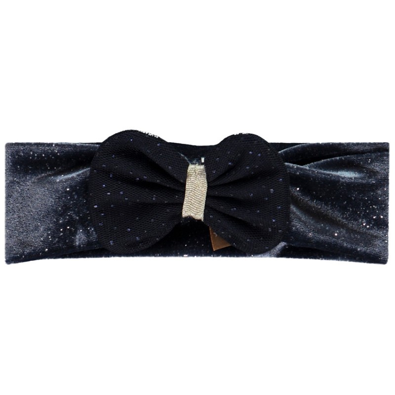 Bandeau pailleté bi-matière à nœud pour bébé fille