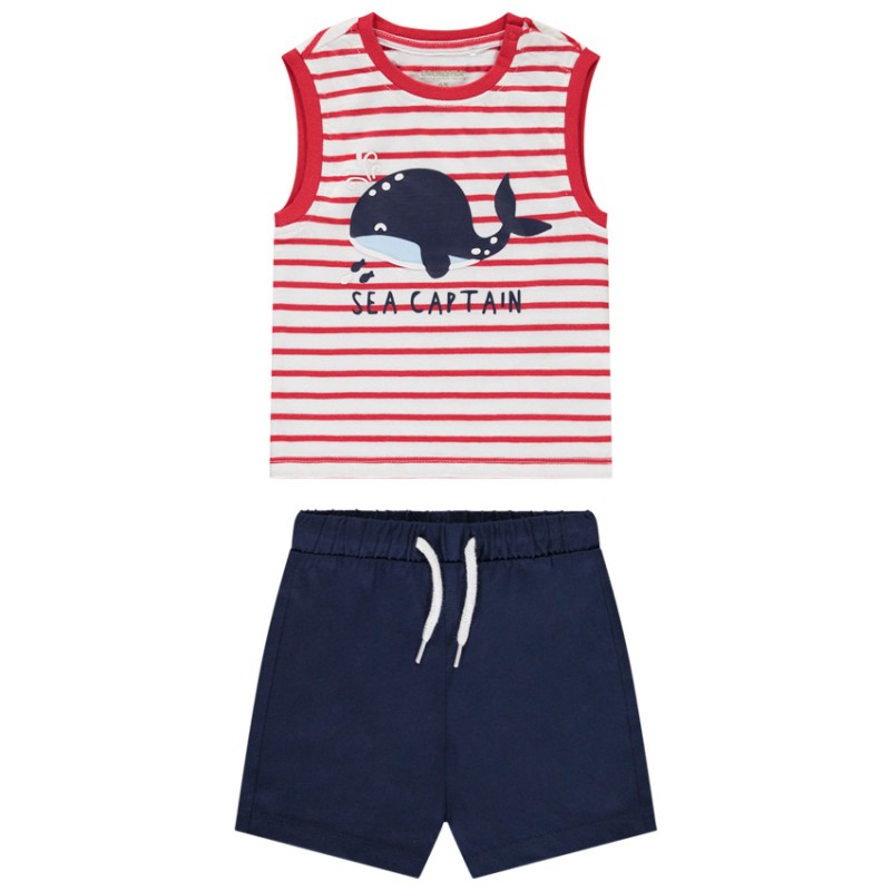 Ensemble débardeur rayé + short uni pour bébé garçon