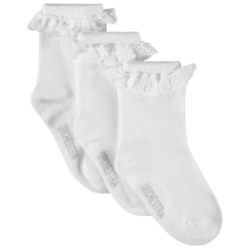 Lot de 3 paires de chaussettes à volants brodés pour bébé fi