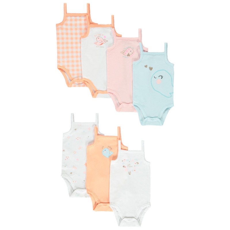 Lot de 7 bodies débardeurs fantaisie pour bébé fille