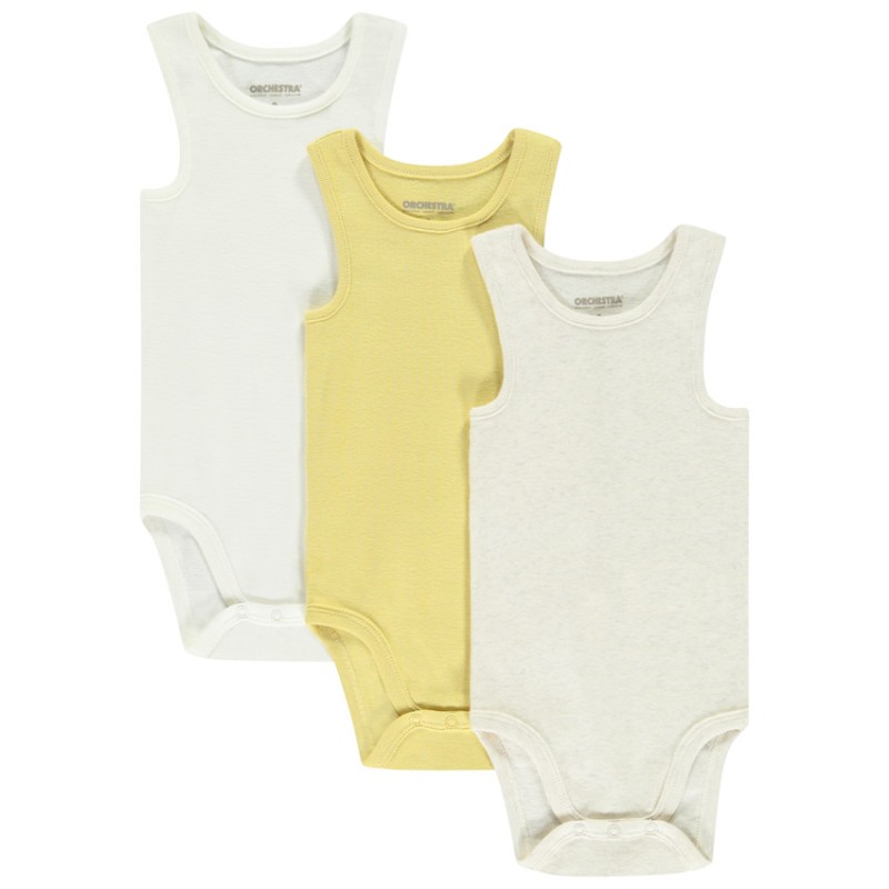 Lot de 3 bodies sans manches unis pour bébé garçon