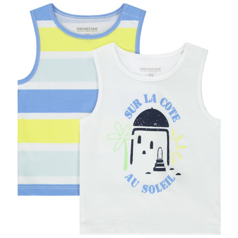 Lot de 2 débardeurs fantaisie en jersey slub pour bébé garço