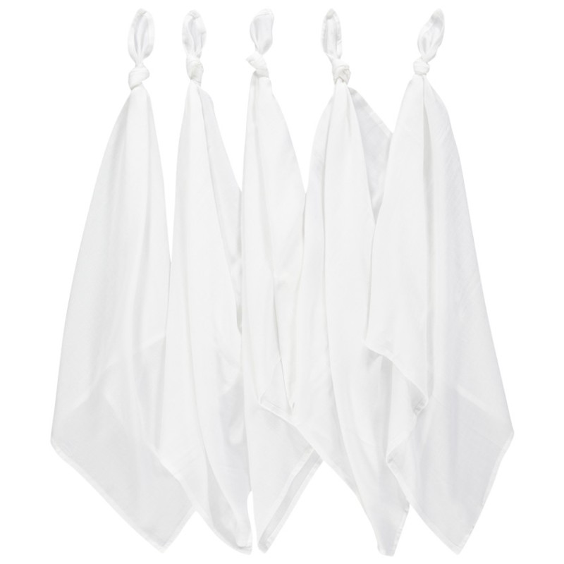Lot de 5 langes unis blancs