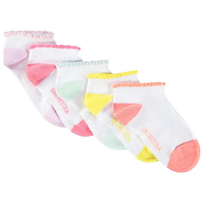 Lot de 5 paires de chaussettes courtes multicolores fille