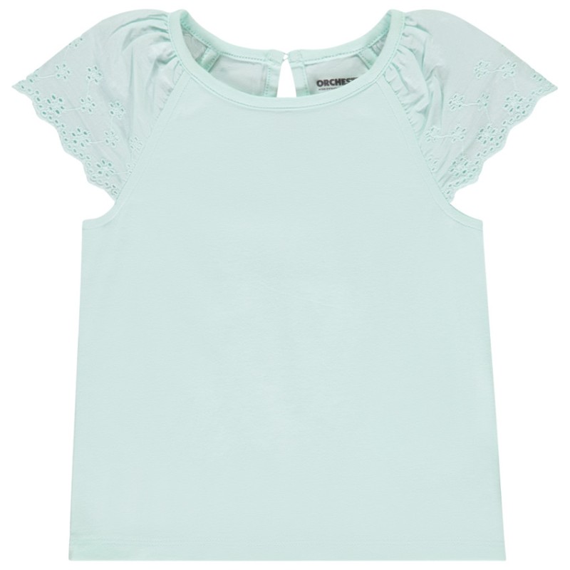 T-shirt manches courtes en broderie anglaise pour bébé fille