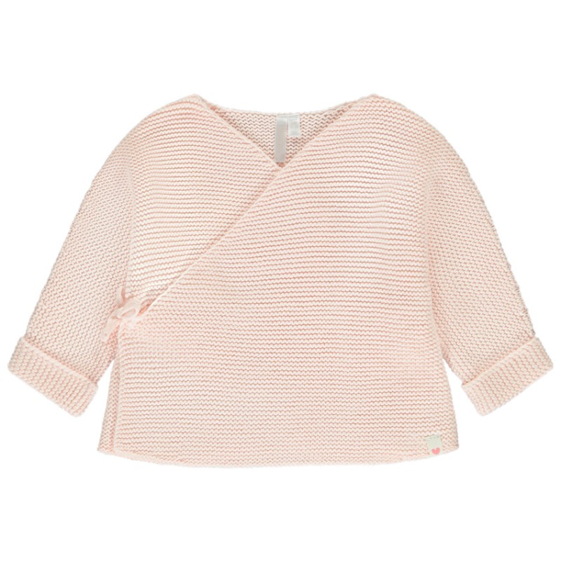 Gilet effet cache-cœur uni en tricot pour bébé fille