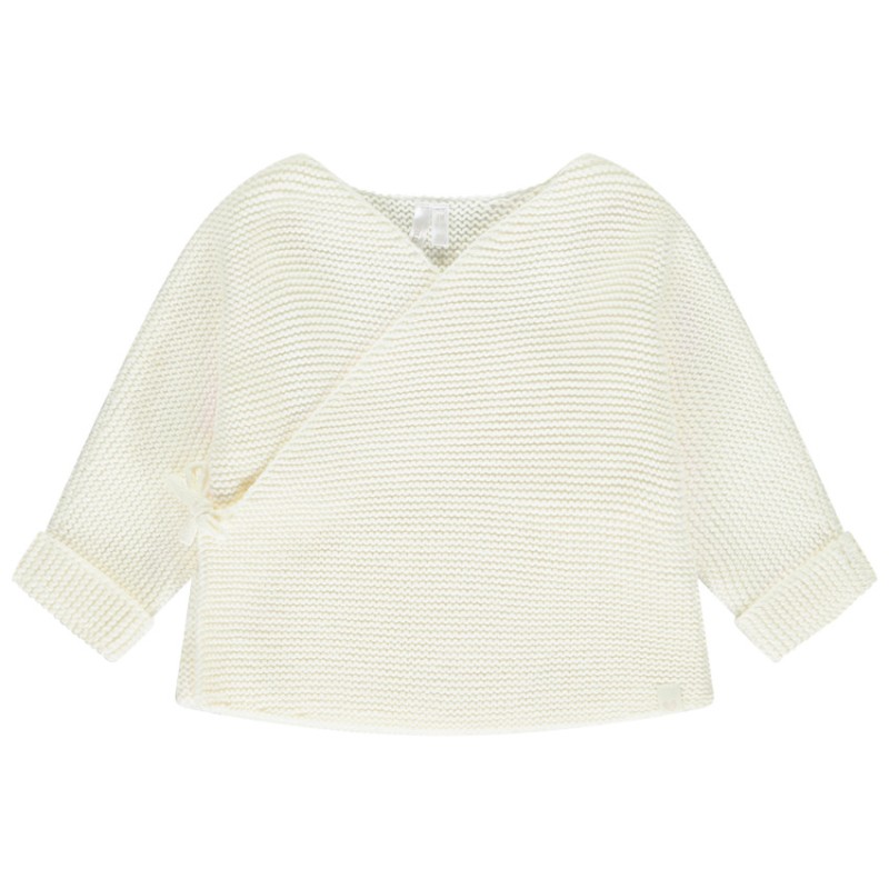 Gilet effet cache-cœur uni en tricot pour bébé fille