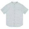 Chemise manches courtes rayée à col mao garçon