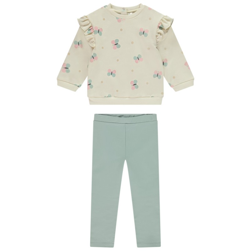 Ensemble sweat imprimé papillon + jogging uni pour bébé fill
