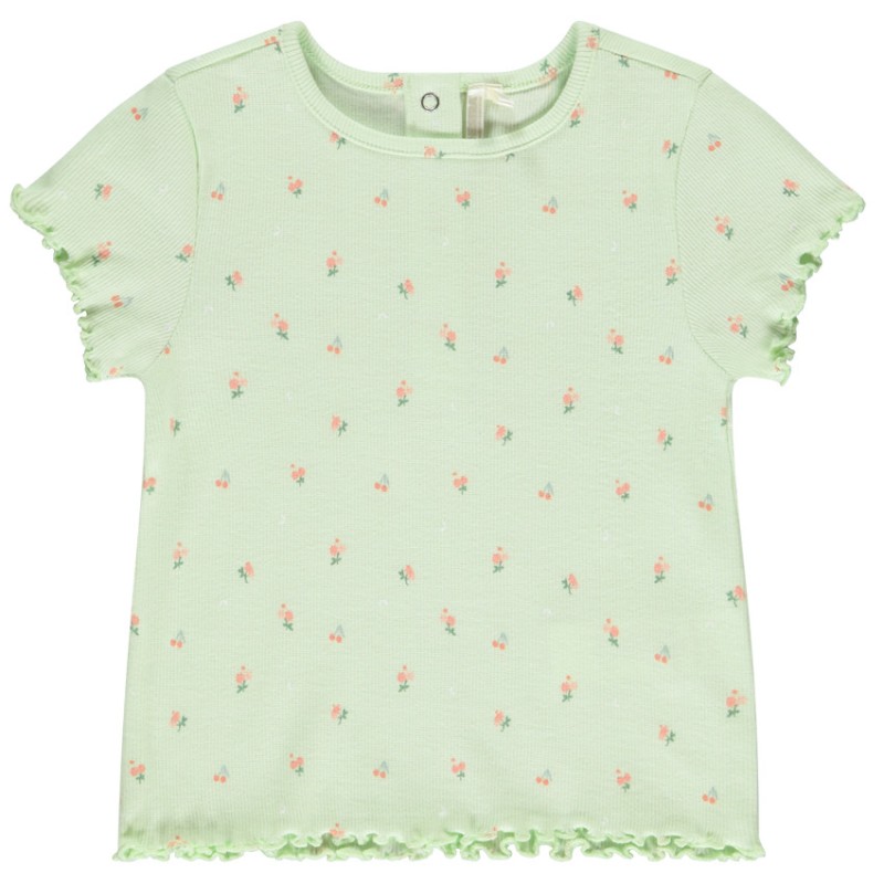 T-shirt manches courtes côtelé imprimé fleurs pour bébé fill