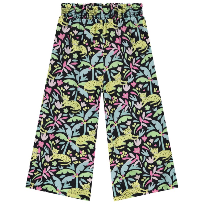Pantalon large à smock imprimé jungle pour bébé fille