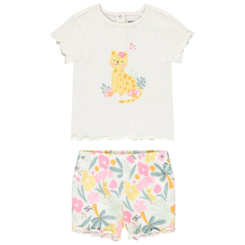 Set pyjama motifs léopards pour bébé fille avec ouvertures d