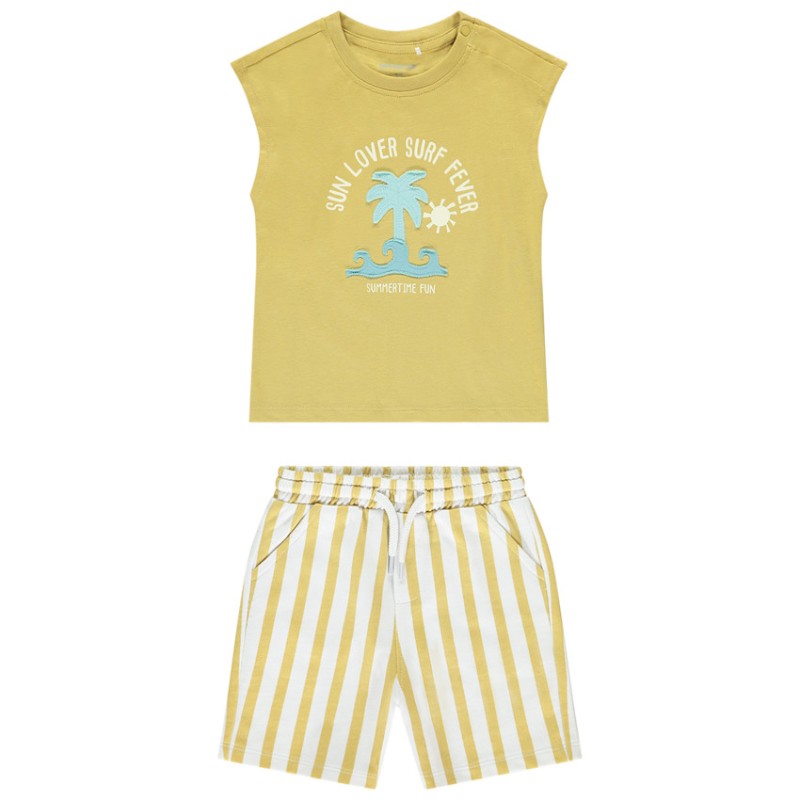 Ensemble débardeur slub + short rayé en molleton pour bébé g