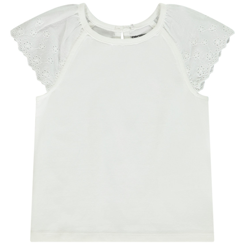 T-shirt manches courtes en broderie anglaise pour bébé fille