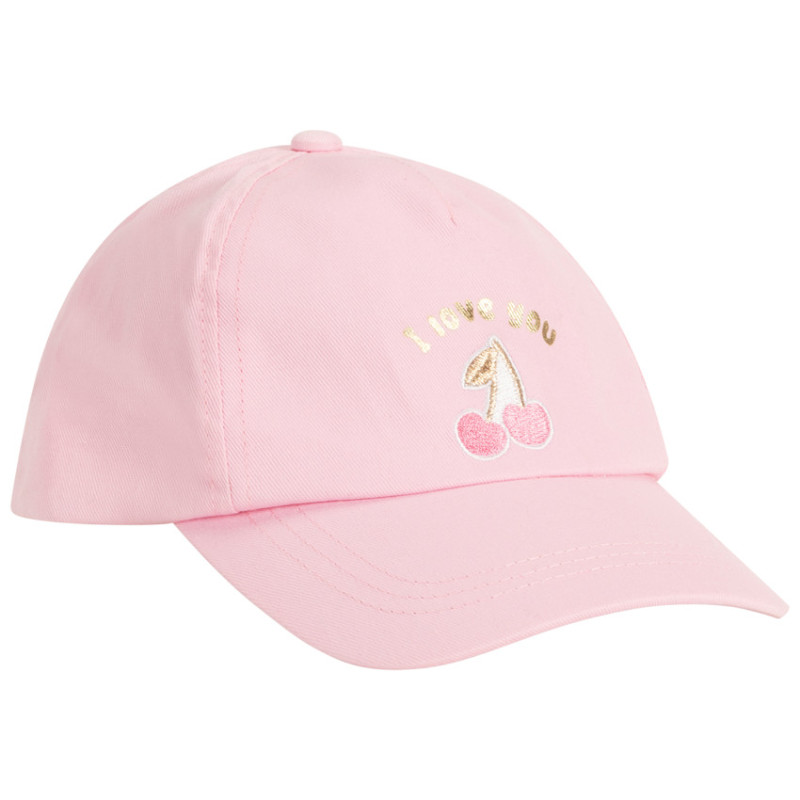 Casquette print doré et cerises brodées pour bébé fille