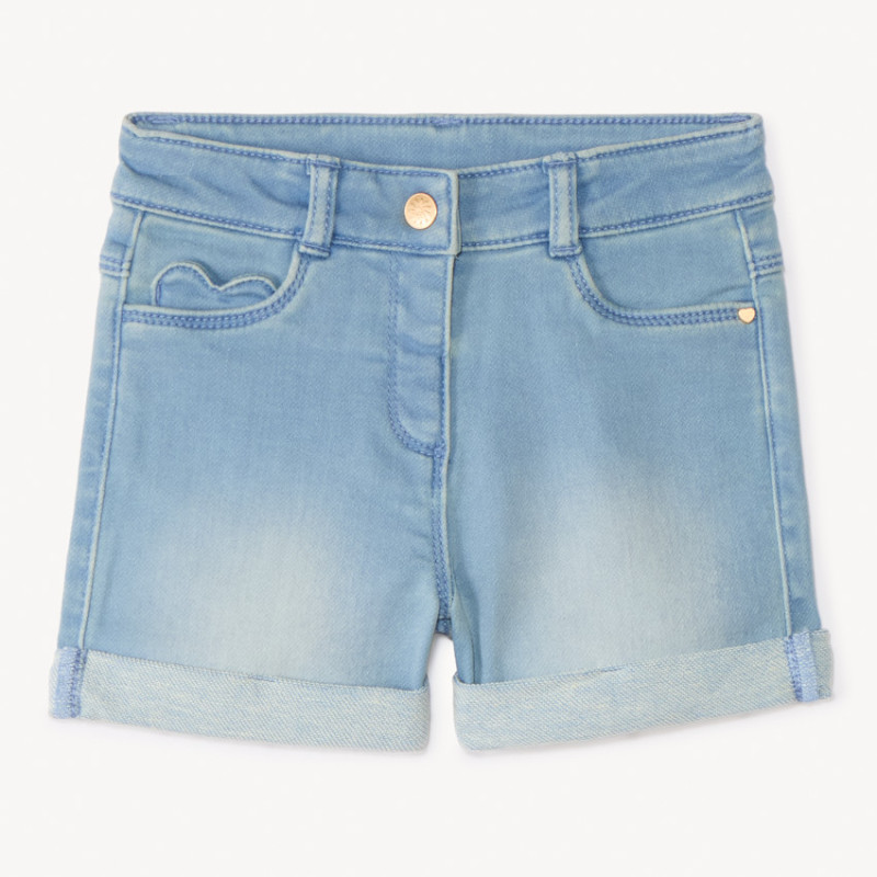 Short effet jean à poche cœur pour bébé fille