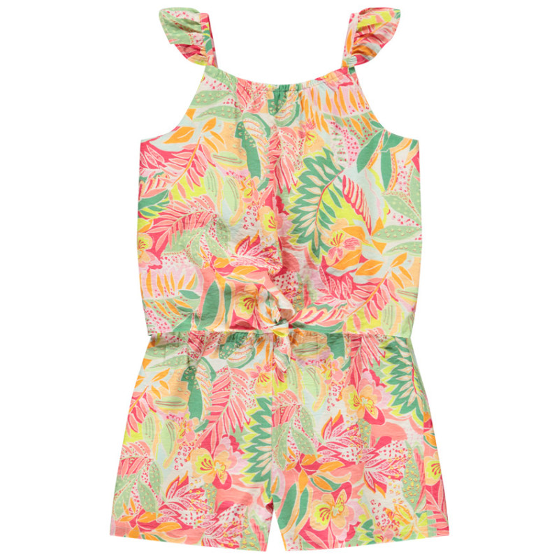 Combi-short sans manches imprimé tropical fille